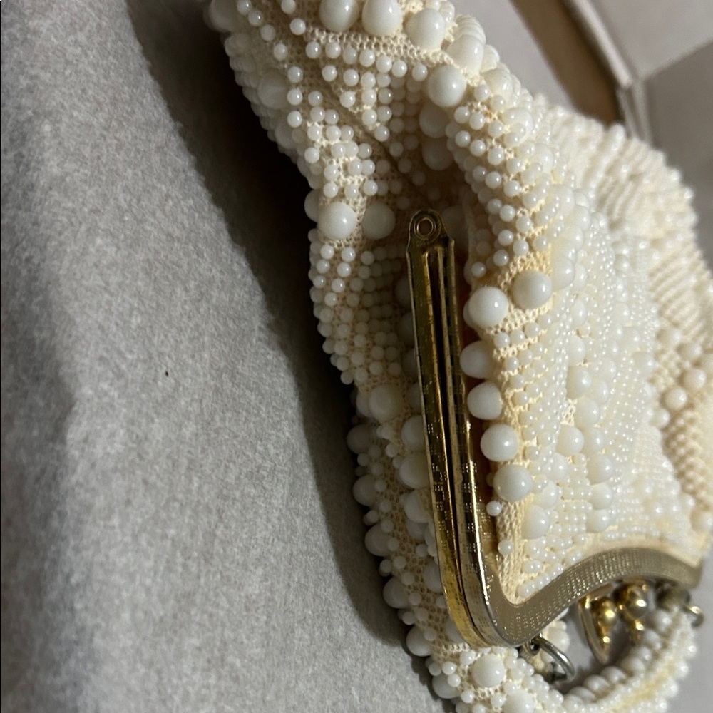 Ivory Beaded Top-Handle Evening Bag - Picture 5 of 12